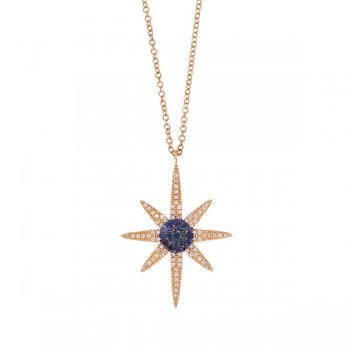 Blue Sapphire Starburst Necklace
